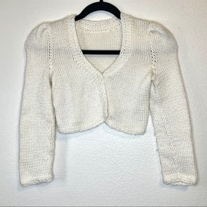 Handmade cropped 3/4 sleeve knit cardigan